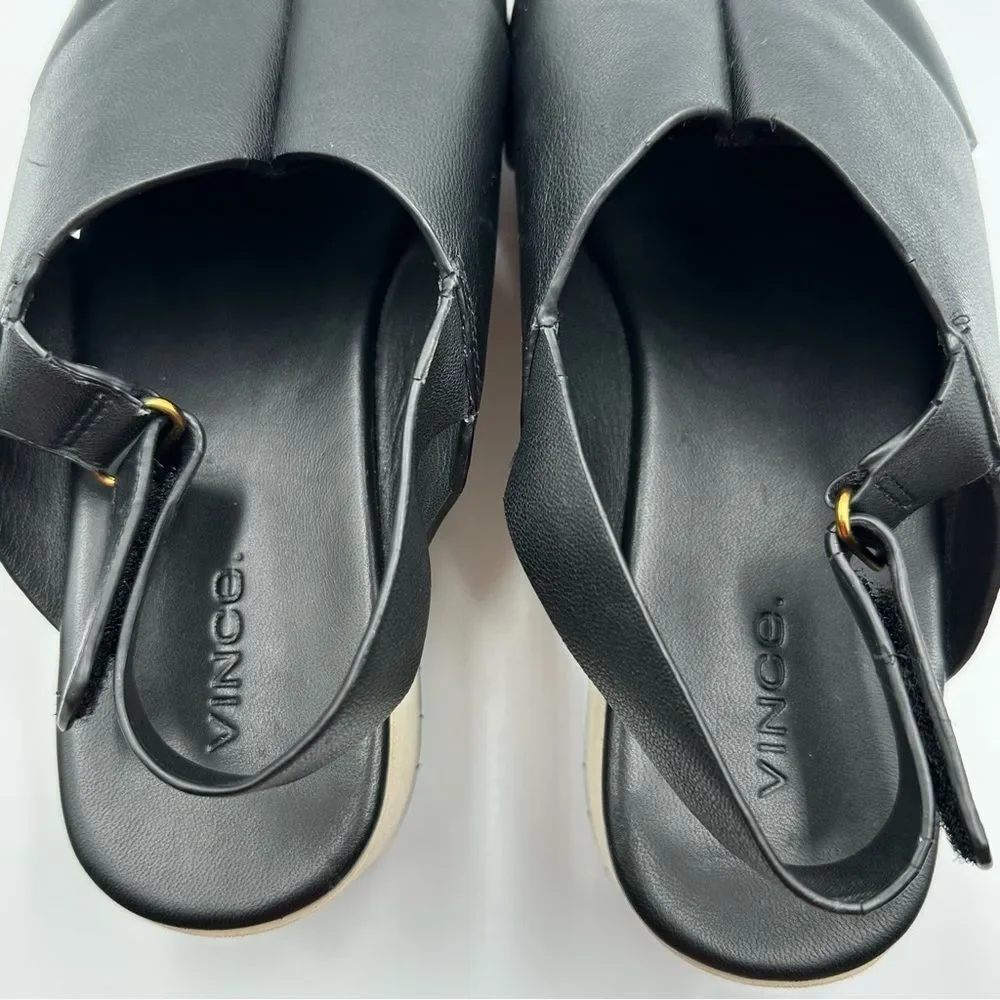 Vince Black Leather Platform Sandals Women's SZ 8.5 Versatile Comfortable